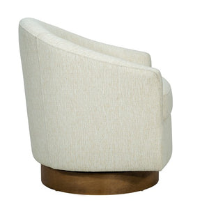 English Elm Upholstered Swivel Chair Camel Oak Base, Cream Polypropylene Fabric, 300 lb Capacity, Foam Seat Cushion B035P203225