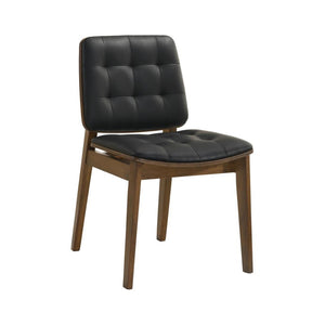 English Elm Set Of 2 Black Tufted Leatherette Dining Chairs With Walnut Finish – Modern Comfort & Style B016P369240-GIGA
