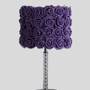 English Elm 18.25" Lavender Roses in Bloom Table Lamp - Twisted Clear Acrylic Stem, Chrome Base, Drum Shade Elegance B072116325
