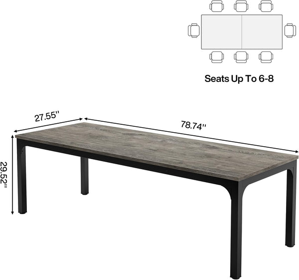 English Elm Dual Workstation Computer Desk with Iron Pipe Legs for Two Person Home Office Black+ Gray T3971P462245