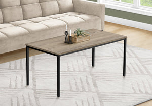 English Elm Coffee Table, Contemporary Design With Dark Taupe Finish & Sturdy Black Metal Legs For Modern Spaces B2710P219436