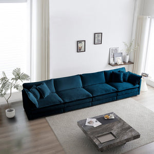 English Elm Free Modular Sofa - Versatile 4-Seater Sectional In Luxurious Blue Chenille For Ultimate Comfort W714S00605