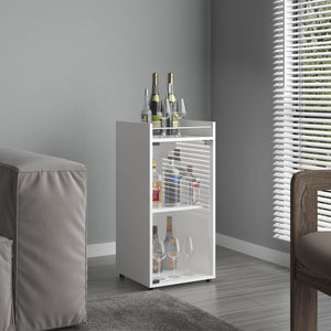 English Elm Bar Engineered Wood Bar Cabinet with Glass Door and 3 Shelves for Bottles & Glassware, Compact Design White 35.83 L x 19.69 W x 4.72 H B097P350285