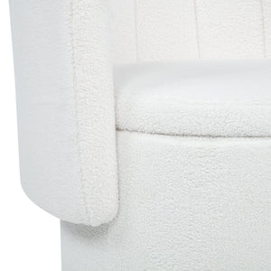 English Elm 360 Swivel Bouclé Sofa Chair with Hidden Storage Compartment, Ergonomic Plush Cushioning for Cozy Living Spaces Beige 28.75 L x 28 W x 20.5 H W1716P196476