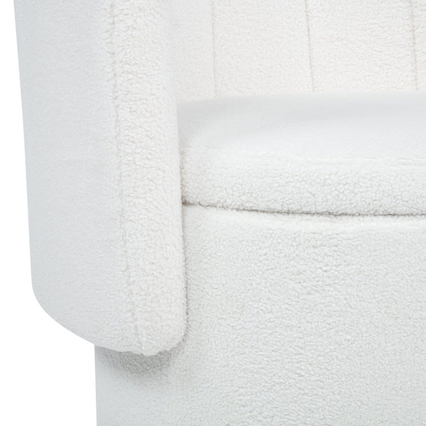 English Elm 360 Swivel Bouclé Sofa Chair with Hidden Storage Compartment, Ergonomic Plush Cushioning for Cozy Living Spaces Beige 28.75 L x 28 W x 20.5 H W1716P196476