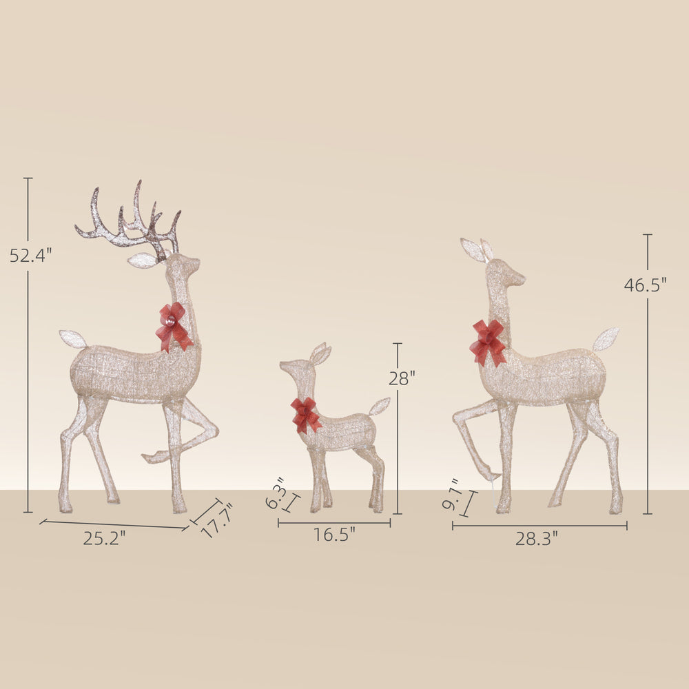 English Elm 3-piece Lighted Reindeer Family Set with Warm White Leds for Festive Outdoor Lawn Decor T3971P414569