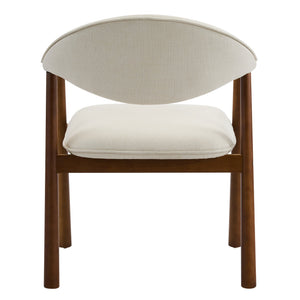 English Elm Modern Rubberwood Dining Chair Set Sculptural Curved Back Upholstered Seat Walnut Frame Beige,Walnut N768P391165W