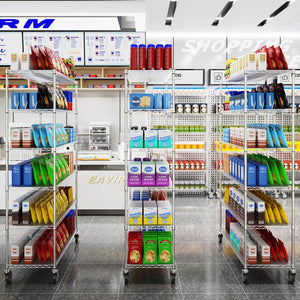 English Elm 6 Tier Wire Shelving Unit - Heavy-Duty 6000 Lbs Capacity, Adjustable Metal Racks With Wheels & Liners W1550119261