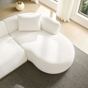 English Elm 134.63'' Oversized L-Shape Sectional Sofa With Ottoman - Modern Beige Couch For Cozy Living Spaces W876S00307