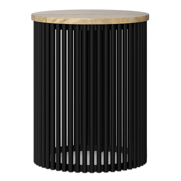 English Elm Demy Tall Side Table with Solid Mango Wood Top & Black Metal Base, Slim Eco-Friendly Accent (98) B136P361859