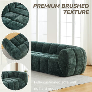 English Elm Chenille Cloud Sofa Quilted Checkered Seat Pure Foam Deep Cushion Contemporary Living Room Green W834S00639