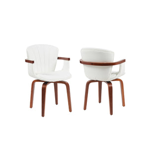 English Elm Mid-Century Bentwood Swivel Dining Chairs Set Of 2 - Stylish Pu Leather Accent Chairs For Any Space N842P290039K