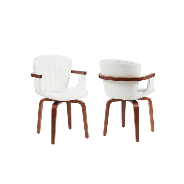 English Elm Mid-Century Bentwood Swivel Dining Chairs Set Of 2 - Stylish Pu Leather Accent Chairs For Any Space N842P290039K