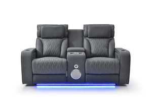English Elm Lumin Power Reclining Loveseat with Led Lighting Bluetooth Speakers and Usb Ports Gray B078P497927