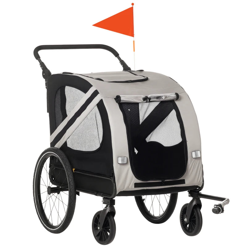 English Elm Dog Bike Trailer and Pet Stroller Combo with Steel Frame Oxford Fabric Mesh Ventilation T3971P435593