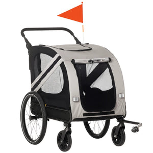English Elm Dog Bike Trailer and Pet Stroller Combo with Steel Frame Oxford Fabric Mesh Ventilation T3971P435593