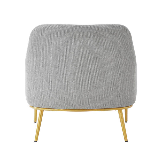 English Elm Modern Chenille Armchair with Curved Back Gold Legs Plush Accent Seat for Any Room Grey N763P360684E