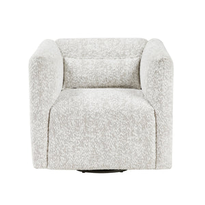 English Elm Modern Swivel Chair Beige Jacquard Upholstery with Plush Pillow 360° Rotation Plywood Frame Comfort - No Assembly Required, 33"x31.5"x30" B011P315600