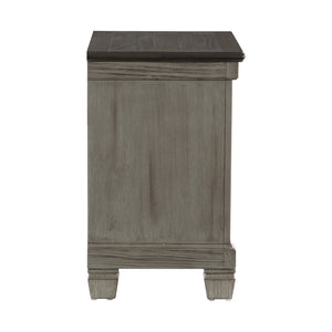 English Elm Transitional-Rustic Weaver 2-Drawer Nightstand in Antique Gray & Coffee Plank Top, Pine/Oak Rustic Charm B011P240234