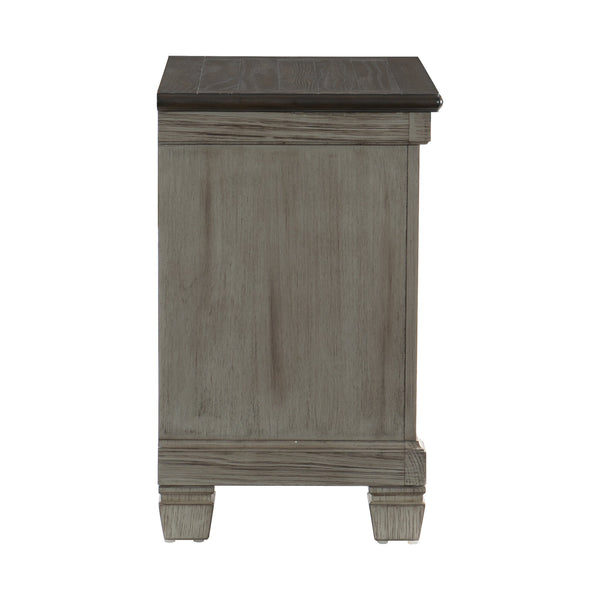English Elm Transitional-Rustic Weaver 2-Drawer Nightstand in Antique Gray & Coffee Plank Top, Pine/Oak Rustic Charm B011P240234