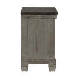 English Elm Transitional-Rustic Style Coffee and Antique Gray 2-Drawer Nightstand 1 Piece Flat Knobs Classic Bedroom Furniture