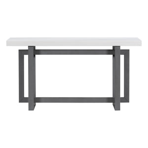 English Elm U_style Farmhouse Console Table with Three Drawers Open Shelf Entryway Organizer Dark Gray+White N711P410422M