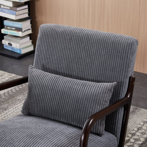 English Elm Mid-Century Accent Chair & Walnut Coffee Table Set - Vintage Elegance For Living Room & Bedroom Use W2989P362782