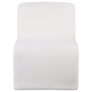 English Elm Winne Sculptural Ivory Curved Armless Accent Chair - Ribbed Upholstery, Modern Artistic Silhouette for Living Room Elegance B062P299869