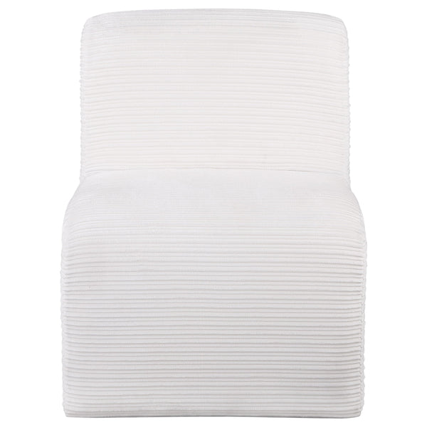 English Elm Winne Sculptural Ivory Curved Armless Accent Chair - Ribbed Upholstery, Modern Artistic Silhouette for Living Room Elegance B062P299869