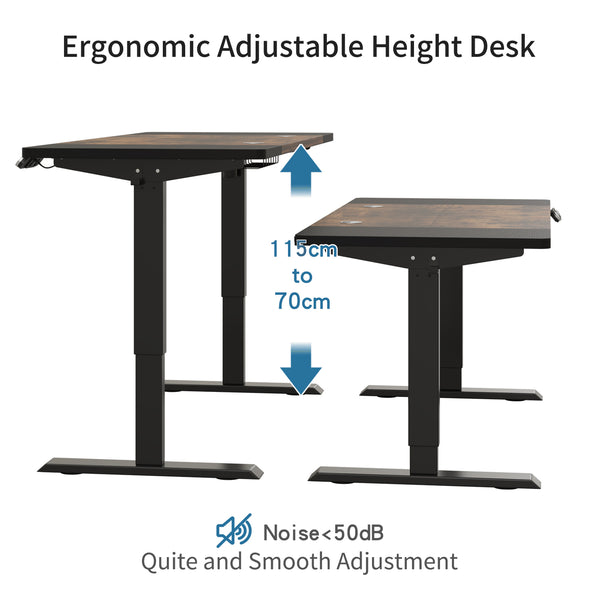 English Elm 63"×30" 63"x30" Electric Sit Stand Desk with Splice Board Top and Motorized Steel Frame Rustic Brown W614P431434