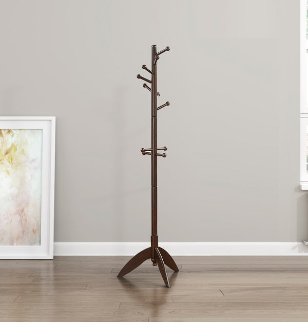 English Elm Dark Solid Wood Coat Rack with 10 Hooks, 3-Tier Tall Entryway Stand for Hats Coats Scarves Bags Dark Brown 23.75 L x 4.75 W x 6.75 H B011P361930