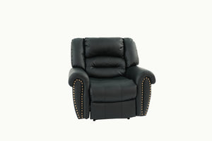 English Elm Modern Oversized Manual Recliner Chair Glider in Bonded Leather with Nailhead Trim and Plush Support Black 41 L x 31 W x 27 H B011P205581