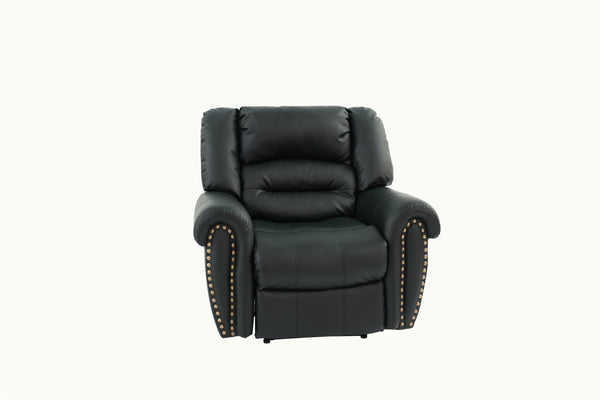 English Elm Modern Oversized Manual Recliner Chair Glider in Bonded Leather with Nailhead Trim and Plush Support Black 41 L x 31 W x 27 H B011P205581