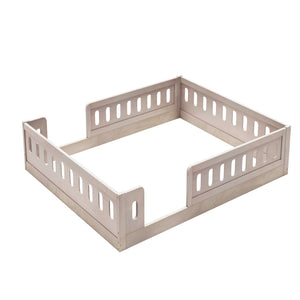 English Elm Wood Full Size Kids Platform Bed Solid Pine Guardrail Low Profile Safe Sleep Frame Natural N709P321458N