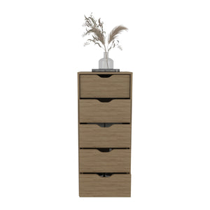 English Elm Basilea Slim Tall Dresser with Smooth Pull-Out System, 5 Spacious Drawers in Natural Oak Finish B070P337041