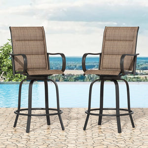 English Elm Patio Swivel Barstools Set of 2 Textilene Mesh Powder Coated Frame All Weather Seating T3623P437318
