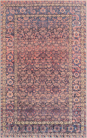 Unique Loom Timeless Levi Machine Made Floral Rug Navy Blue, Black/Orange/Purple/Yellow/Ivory 5' 1" x 8' 0"