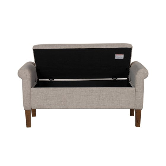 English Elm Upholstered Storage Bench with 400lb Capacity, Medium Walnut Legs, Hidden 36" Storage, Foam Seat B035P265917