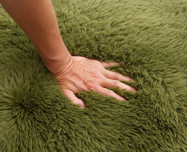 English Elm 1Pc Accent Chair - Plush Green Faux Fur With Walnut Arms, Cozy Contemporary Design For Any Room B2741P401374