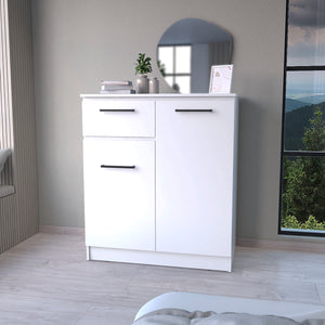 English Elm Clarion White Dresser with 1 Drawer & 2 Doors — Durable Particle Board, Spacious Storage & Elegant Handles B128S00120