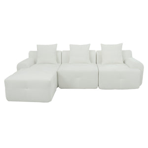 English Elm 104 Inch Modular Sectional Sofa Pineapple Weave Fabric Living Room Lounger Beige W5385S00002