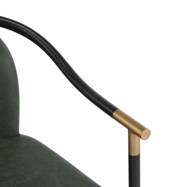 English Elm Christopher Knight Home® - Modern Upholstered Dining Chair with Gold-Tip Accents, Metal Armrests, Heathered Fabric, Set of Two Black+Green 35.75 L x 22.75 W x 22.5 H N776P195378G