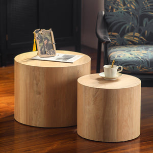 English Elm Nesting Coffee Tables Set of 2 Round Mdf Modern Industrial Accent for Living Room W3081P440055