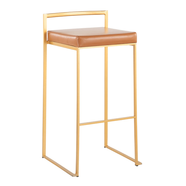 English Elm Contemporary Stackable Steel Counter Stools Padded Fabric Seats for Kitchen Islands Set of 2 B202P222159