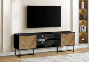 English Elm Tv Stand, 72 Inch Contemporary Media Console With Storage, Modern Design For Living Room & Bedroom B2710P219118-GIGA