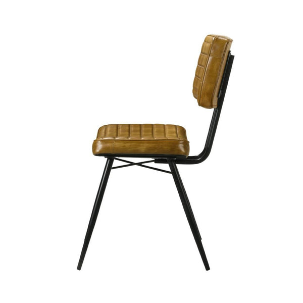 English Elm Set Of 2 Leather Upholstered Side Chairs - Stylish Camel & Black For Modern Farmhouse Decor B016P225469-GIGA