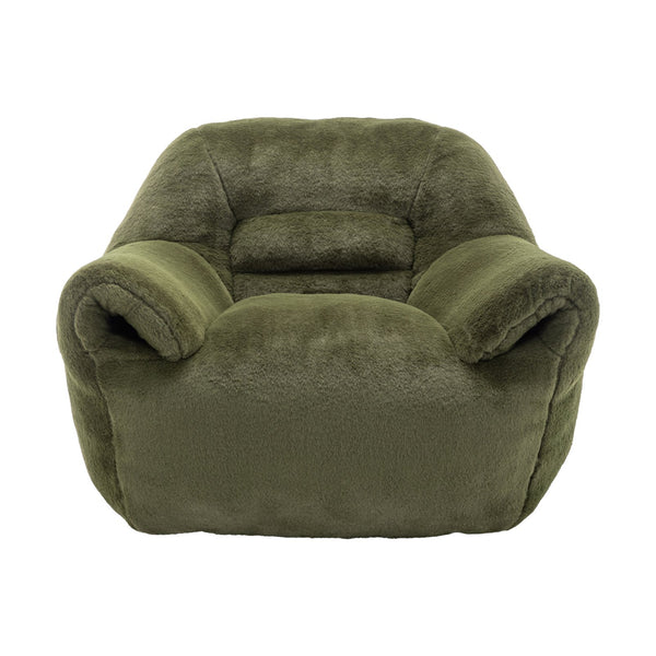 English Elm Bean Bag Chair - Plush Faux Fur Sofa With Back Support, Perfect For Any Room, Adults & Kids - Green W2200P326891