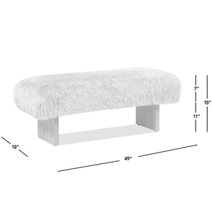 English Elm Jennifer Taylor Home - Leda 49" Sheepskin Fur Bench in Natural Blonde – Genuine New Zealand Fur, Sturdy Wood Frame, Cozy Luxe Seating B2719P292910