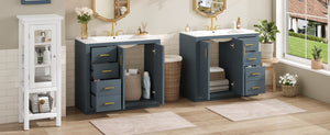English Elm 72'' Bathroom Vanity With Ceramic Sink - Stylish Freestanding Set, Solid Wood Frame, Ample Storage & Modern Design N710SS00015C