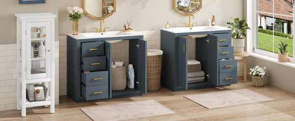 English Elm 72'' Bathroom Vanity With Ceramic Sink - Stylish Freestanding Set, Solid Wood Frame, Ample Storage & Modern Design N710SS00015C